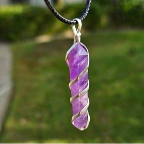 Amethyst Wire Wrapped Point Pendant - Picture 4 of 5